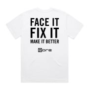 Mens T Back WHITE Face it fix it