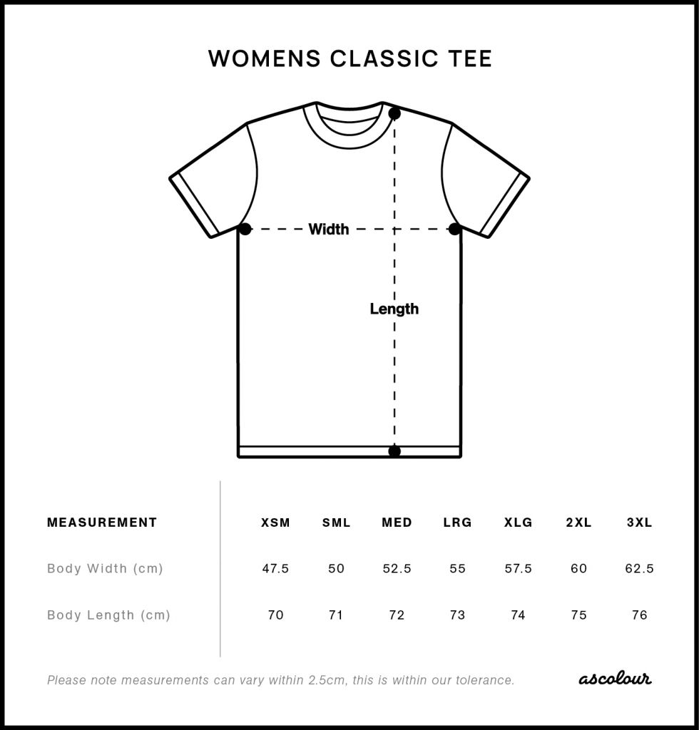 Womens classic tee size guide