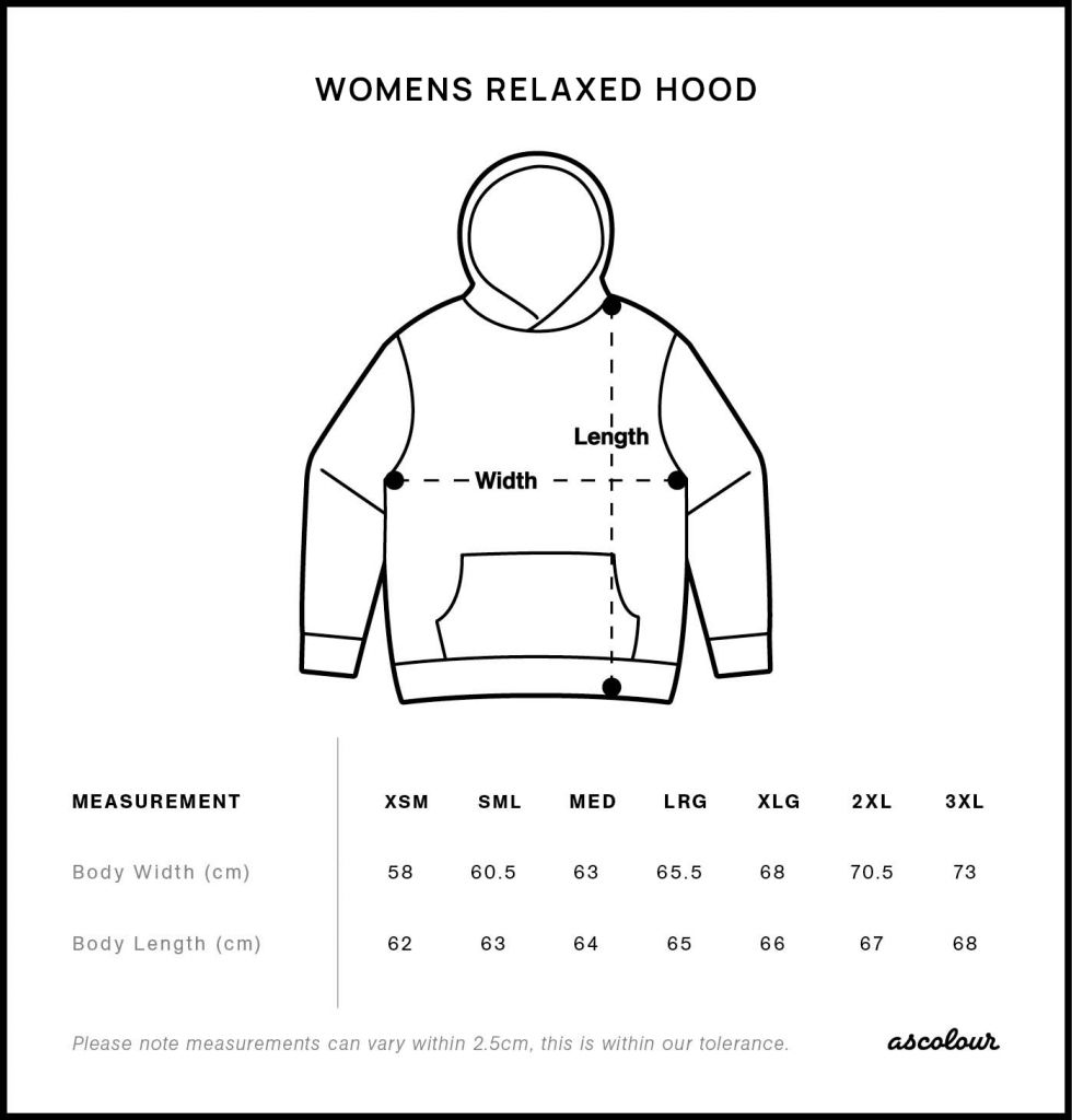 Womens relaxed hood size guide